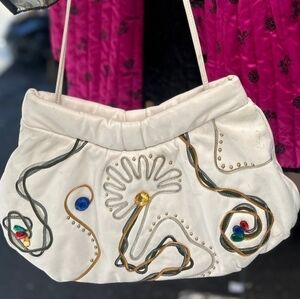 Vintage 1980s Pantera Leather Purse White Crossbody